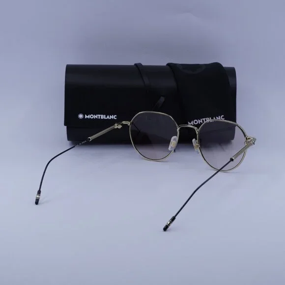 Montblanc MB0060S 002 Square Sunglasses - Gold/Black/Brown display picture 1